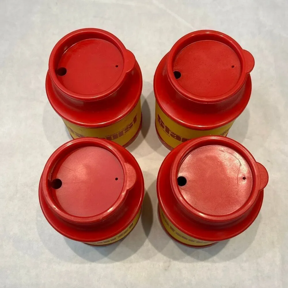 Vtg Starburst Chiller Can Cooler Koozie with Lid Set of 4 Retro 1993 Foam Plasti